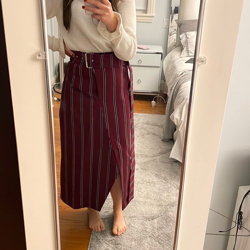 Solace Apolline striped midi skirt size 8